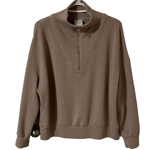 Varley Double Soft Half Zip-Up Beige Sweatshirt Size Large